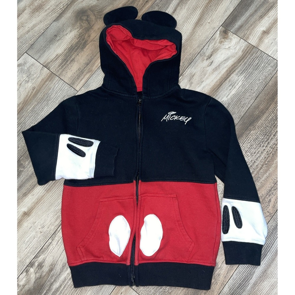 NEW Disney Parks Kids‎ Mickey Mouse Zip Up Ears Hoodie Childs Medium